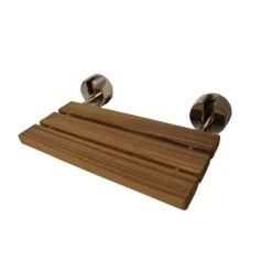 20" Wall Mount Teak Shower Seat, Round Brackets 8 20" Wall Mount Teak Shower Seat, Round Brackets -Barclay Products Shop 6116 BN