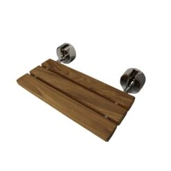 20" Wall Mount Teak Shower Seat, Round Brackets 9 20" Wall Mount Teak Shower Seat, Round Brackets -Barclay Products Shop 6116 CP