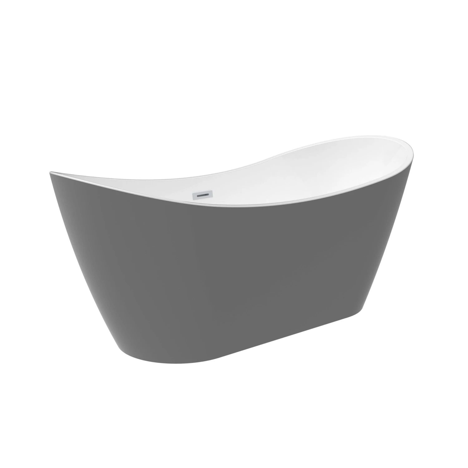 Nairobi 67" Acrylic Double Slipper Tub In Light Grey 2 Nairobi 67" Acrylic Double Slipper Tub In Light Grey - Image 2