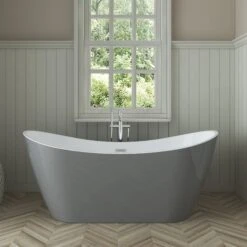 Nairobi 67" Acrylic Double Slipper Tub In Light Grey 20 Nairobi 67" Acrylic Double Slipper Tub In Light Grey -Barclay Products Shop ATDSN67MIG PLG NAIROBI