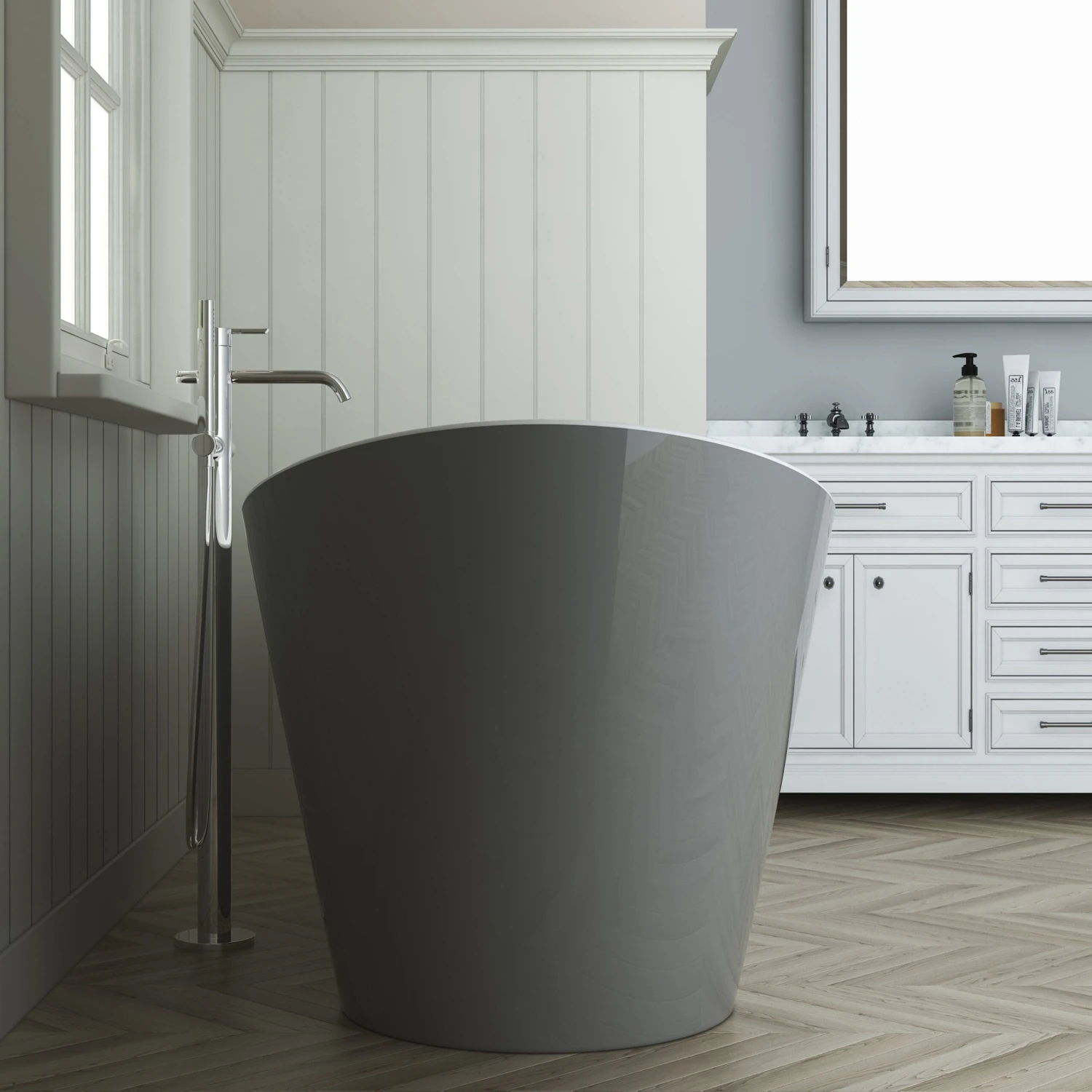 Nairobi 67" Acrylic Double Slipper Tub In Light Grey 8 Nairobi 67" Acrylic Double Slipper Tub In Light Grey - Image 8