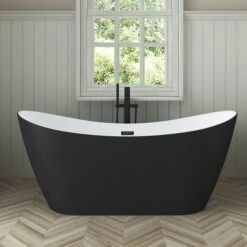 Nairobi 67" Acrylic Double Slipper Tub In Matte Black 18 Nairobi 67" Acrylic Double Slipper Tub In Matte Black -Barclay Products Shop ATDSN67MIG PMB 1