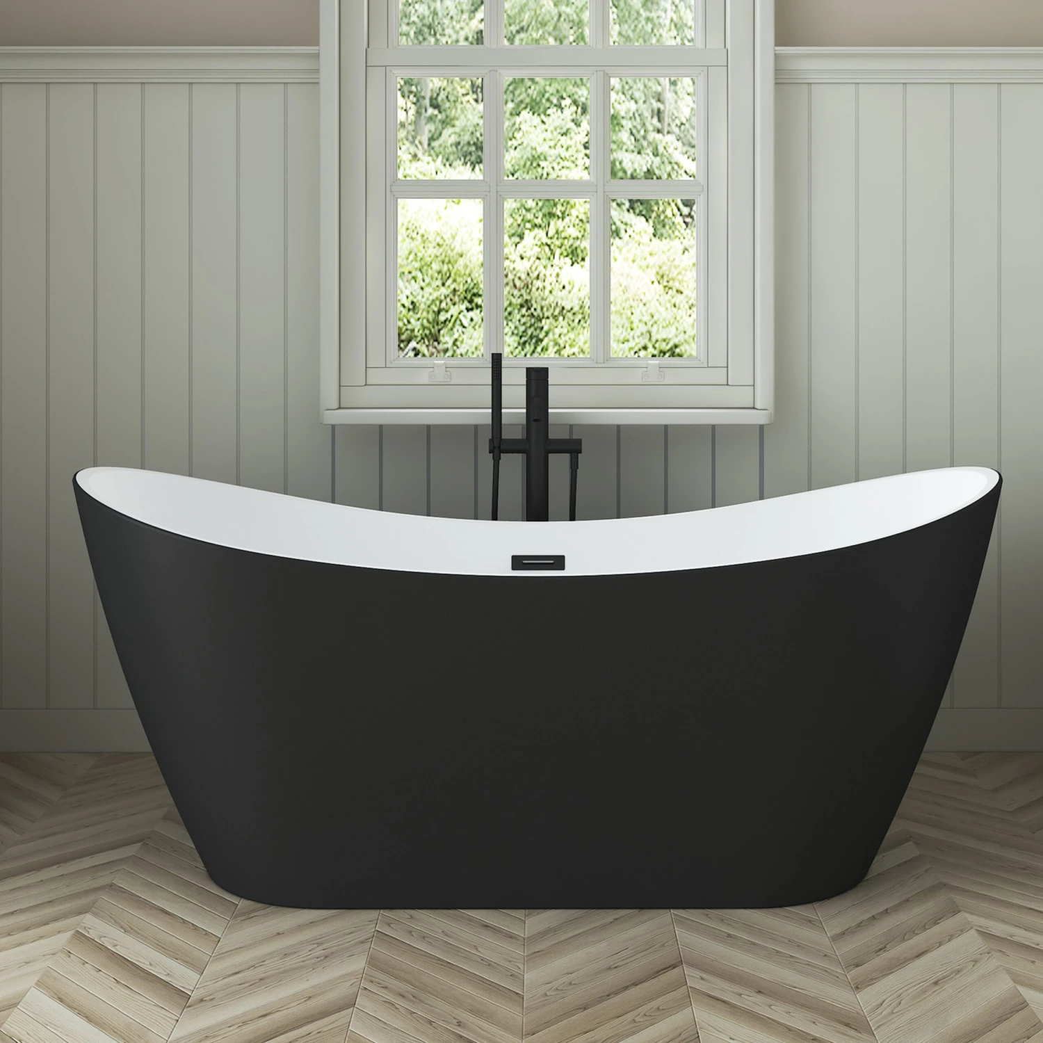 Nairobi 67" Acrylic Double Slipper Tub In Matte Black 4 Nairobi 67" Acrylic Double Slipper Tub In Matte Black - Image 4