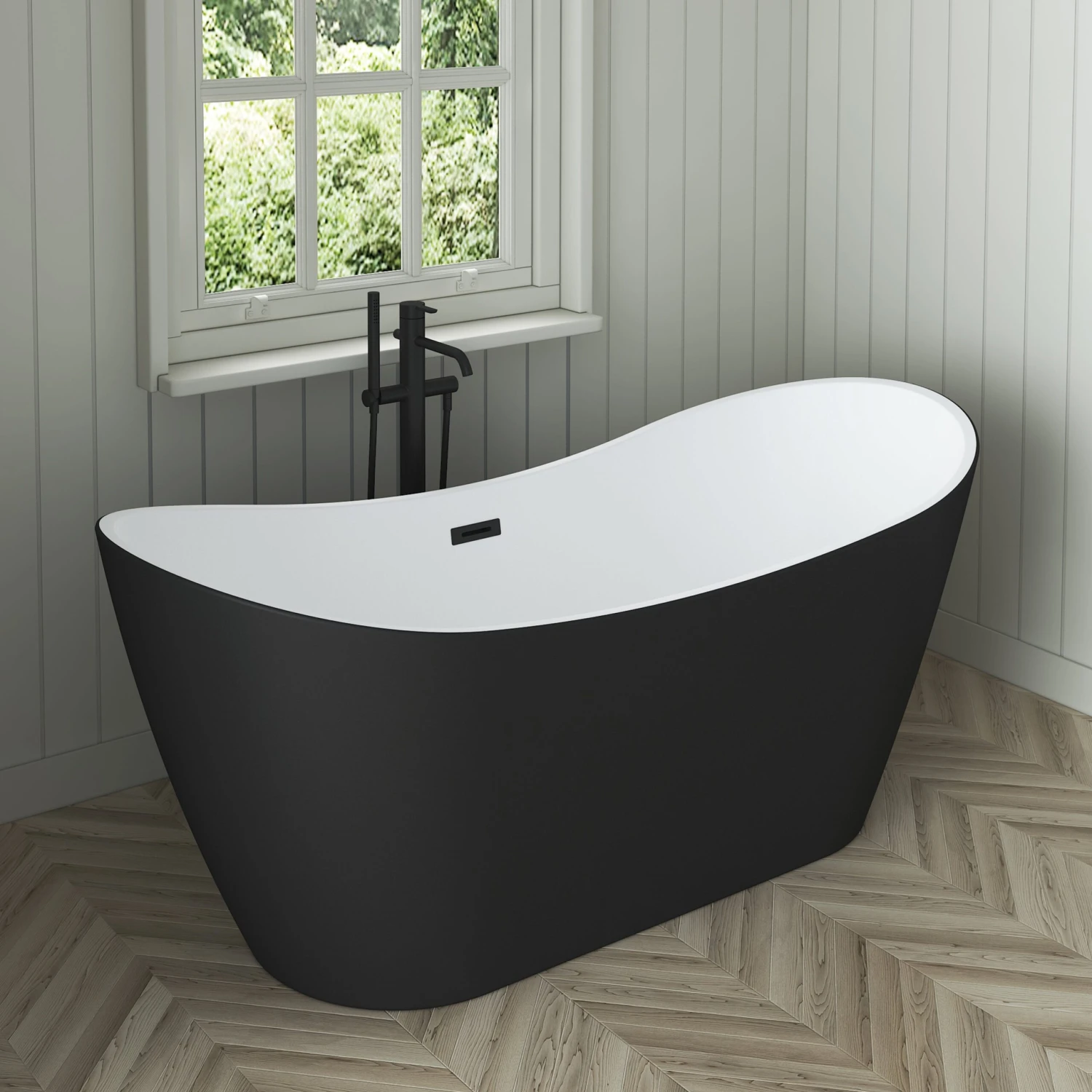 Nairobi 67" Acrylic Double Slipper Tub In Matte Black 5 Nairobi 67" Acrylic Double Slipper Tub In Matte Black - Image 5