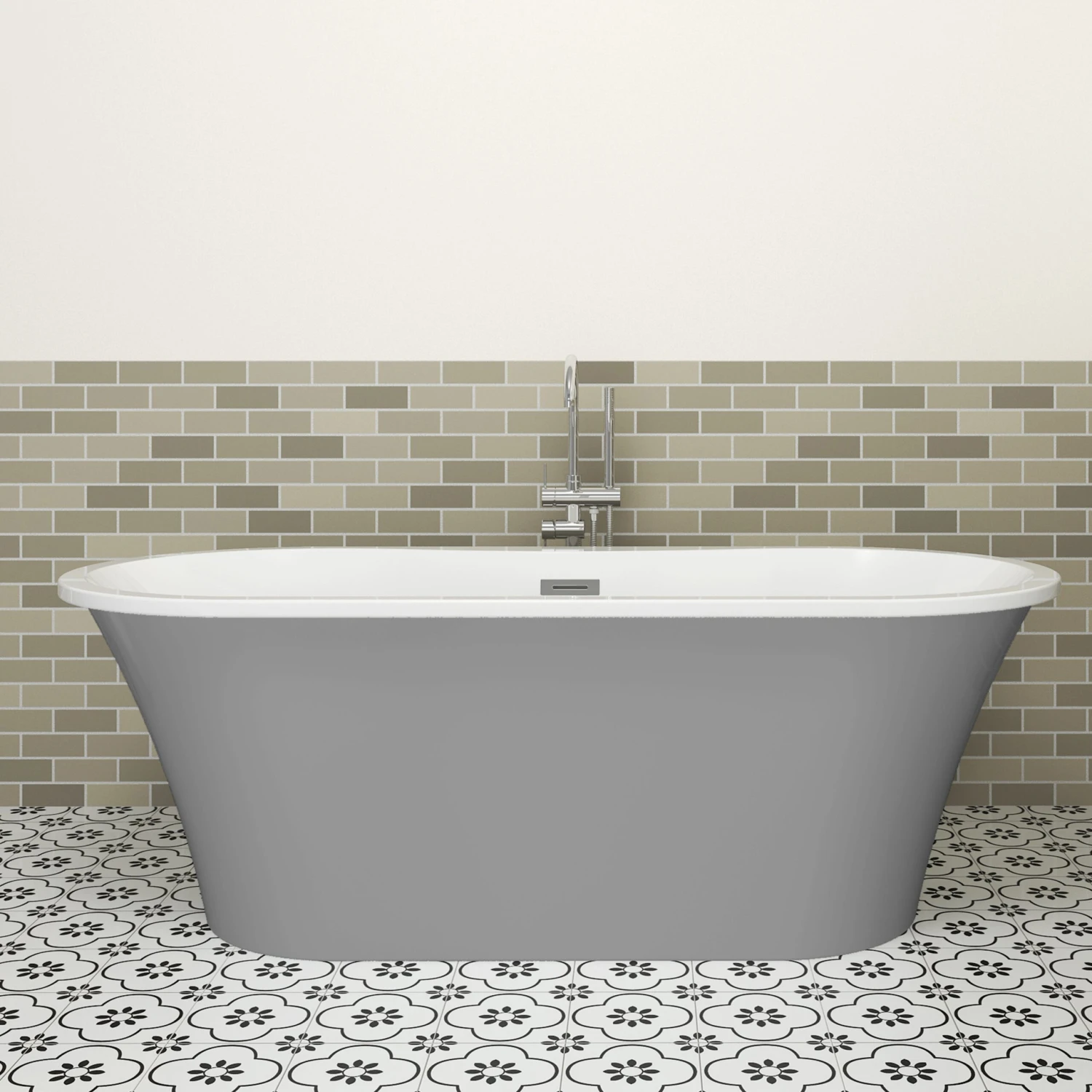 Nouri 66" Acrylic Freestanding Tub With Integral Drain In Light Grey 5 Nouri 66" Acrylic Freestanding Tub With Integral Drain In Light Grey - Image 5