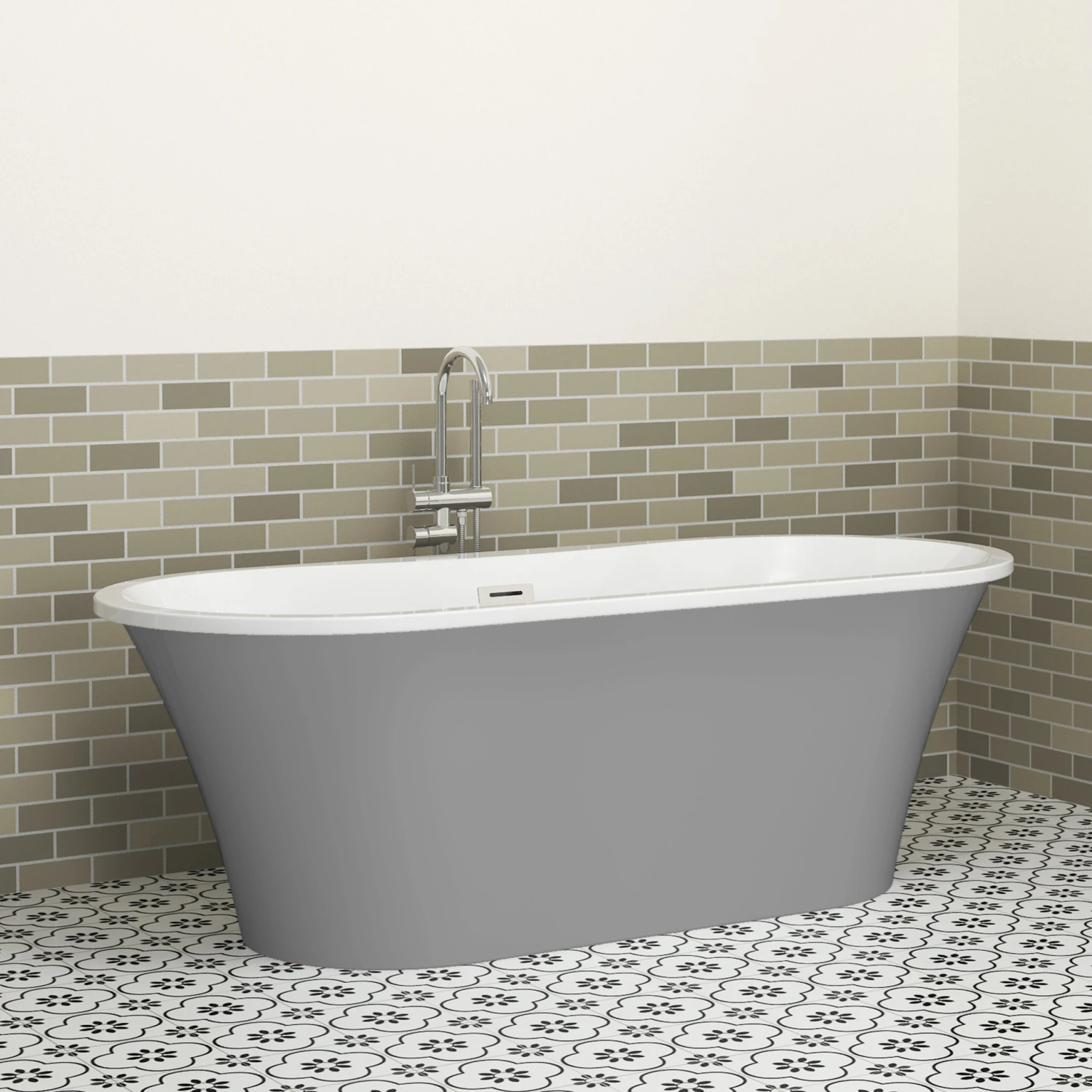 Nouri 66" Acrylic Freestanding Tub With Integral Drain In Light Grey 6 Nouri 66" Acrylic Freestanding Tub With Integral Drain In Light Grey - Image 6