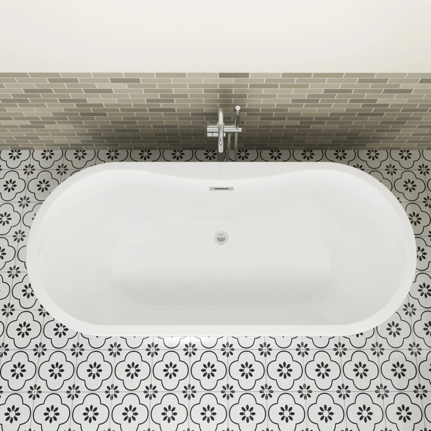 Nouri 66" Acrylic Freestanding Tub With Integral Drain In Light Grey 7 Nouri 66" Acrylic Freestanding Tub With Integral Drain In Light Grey - Image 7