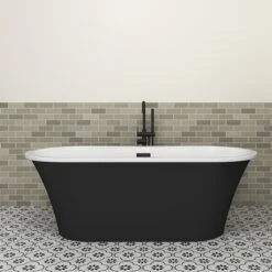 Nouri 66" Acrylic Freestanding Tub With Integral Drain In Matte Black -Barclay Products Shop ATFDRN65IG PMB 1
