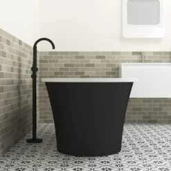 Nouri 66" Acrylic Freestanding Tub With Integral Drain In Matte Black -Barclay Products Shop ATFDRN65IG PMB 4
