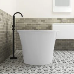 Nouri 66" Acrylic Freestanding Tub With Integral Drain -Barclay Products Shop ATFDRN65IG WH 4