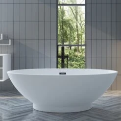 Noelani 66" Acrylic Freestanding Tub With Integral Drain In Matte White -Barclay Products Shop ATOVN66IG PMT 1 d69766a2 d93b 4964 9f8e 46e8c1f66299