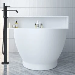 Noelani 66" Acrylic Freestanding Tub With Integral Drain In Matte White -Barclay Products Shop ATOVN66IG PMT 4