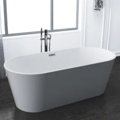 Patrick 67" Acrylic Tub With Integrated Drain And Overflow In Light Grey -Barclay Products Shop ATOVN67EIG PLG PATRICK 2