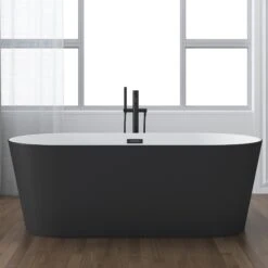 Patrick 67" Acrylic Tub With Integrated Drain And Overflow In Matte Black -Barclay Products Shop ATOVN67EIG PMB 1