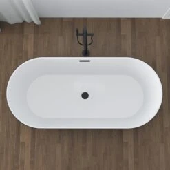 Patrick 67" Acrylic Tub With Integrated Drain And Overflow In Matte Black -Barclay Products Shop ATOVN67EIG PMB 3