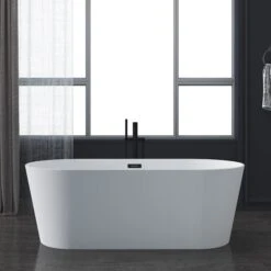 Patrick 67" Acrylic Tub With Integrated Drain And Overflow In Matte White -Barclay Products Shop ATOVN67EIG PMT PATRICK