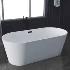 Patrick 67" Acrylic Tub With Integrated Drain And Overflow In Matte White -Barclay Products Shop ATOVN67EIG PMT PATRICK 2