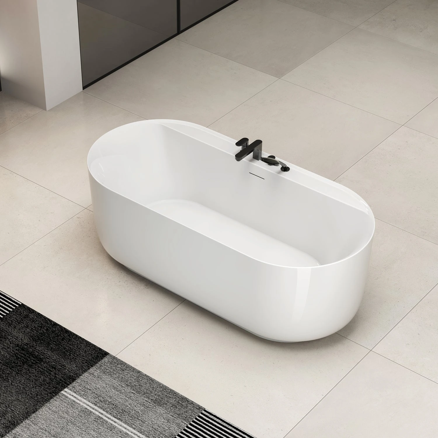 Rollins 67" Acrylic Tub In Gloss White 6 Rollins 67" Acrylic Tub In Gloss White - Image 6