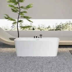 Tambora 67" Acrylic Rectangular Tub In Matte White 10 Tambora 67" Acrylic Rectangular Tub In Matte White -Barclay Products Shop ATRECN67ID WH TAMBORA mattewhite 1