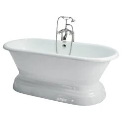 Duet 66" Cast Iron Double Roll Top Tub On Base