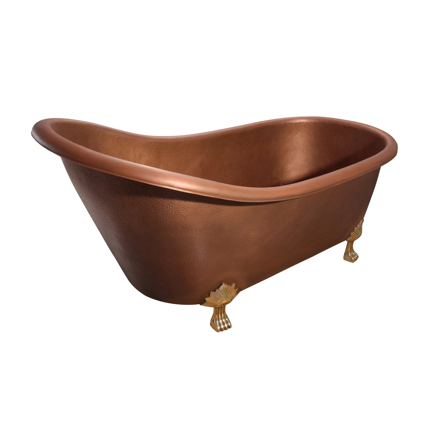 Lawson 66" Copper Slipper Tub With Brass Feet 3 Lawson 66" Copper Slipper Tub With Brass Feet - Image 3