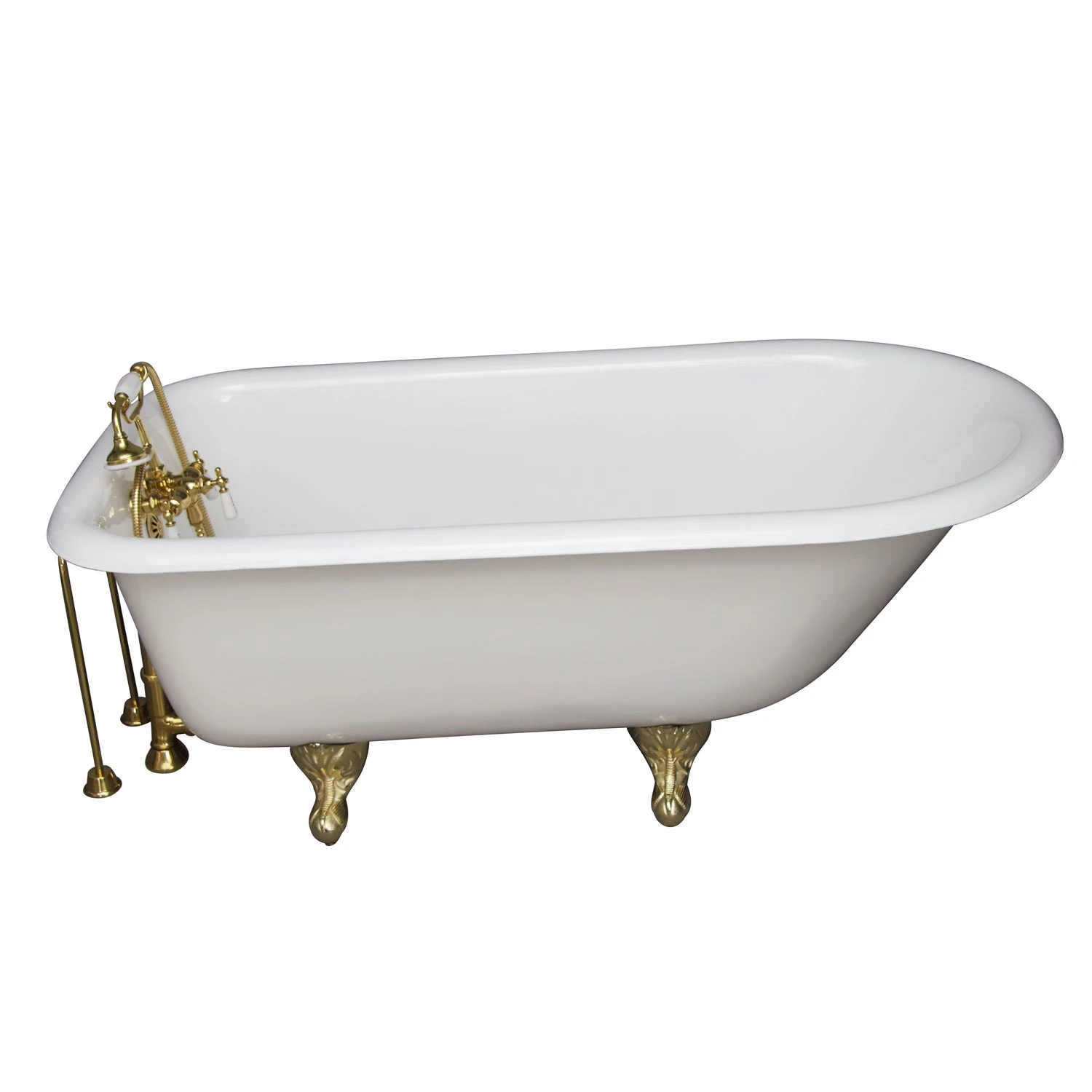 Bartlett 60" Cast Iron Roll Top Tub Kit-Polished Brass Accessories 1 Bartlett 60" Cast Iron Roll Top Tub Kit-Polished Brass Accessories