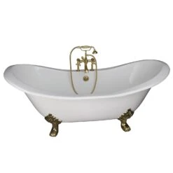 Marshall 72″ Cast Iron Double Slipper Tub Kit – Polished Brass Accessories