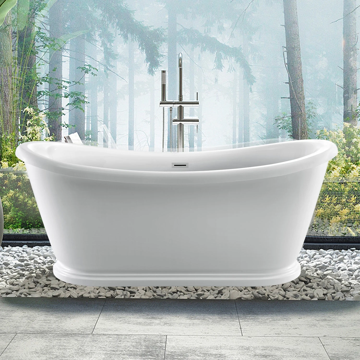 Morgan 70" Acrylic Double Slipper Tub With Integral Drain And Overflow 12 Morgan 70" Acrylic Double Slipper Tub With Integral Drain And Overflow - Image 12