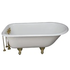 Antonio 55" Cast Iron Roll Top Tub Kit-Polished Brass Accessories