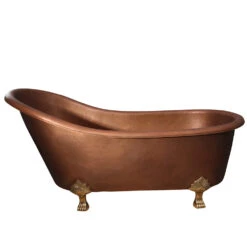 Lawson 66" Copper Slipper Tub With Brass Feet
