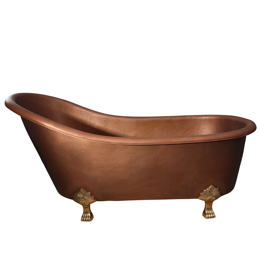 Lawson 66" Copper Slipper Tub With Brass Feet 1 Lawson 66" Copper Slipper Tub With Brass Feet