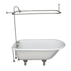 Brocton 65″ Cast Iron Roll Top Tub Kit – Brushed Nickel Accessories