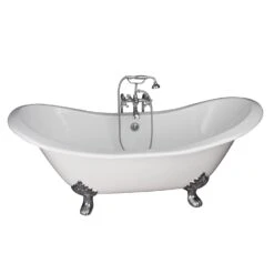 Marshall 72″ Cast Iron Double Slipper Tub Kit – Polished Chrome Accessories