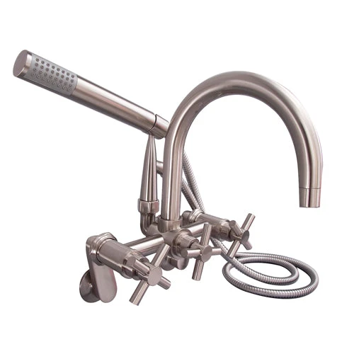 Clawfoot Tub Filler – Gooseneck Spout & Cross Handles 1 Clawfoot Tub Filler – Gooseneck Spout & Cross Handles