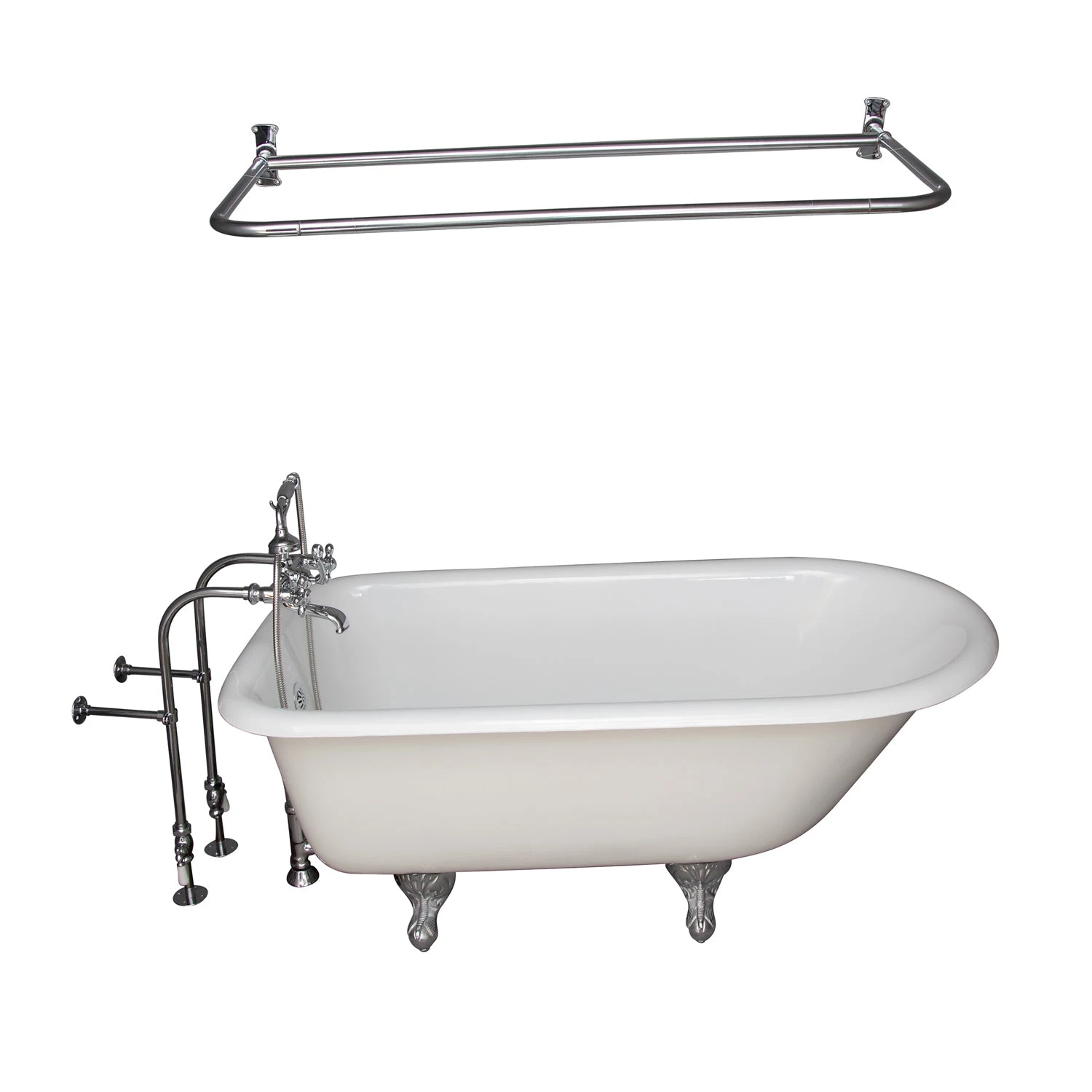 Bartlett 60" Cast Iron Roll Top Tub Kit-Polished Chrome Accessories 1 Bartlett 60" Cast Iron Roll Top Tub Kit-Polished Chrome Accessories