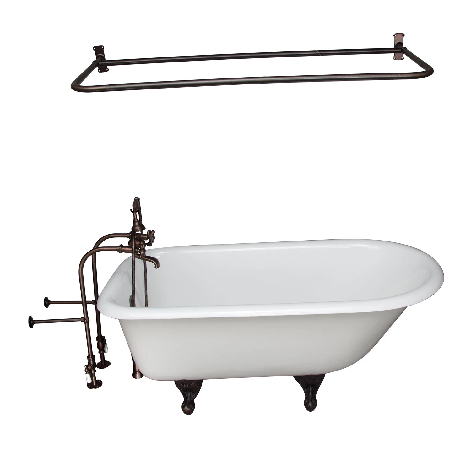 Antonio 55" Cast Iron Roll Top Tub Kit-Oil Rubbed Bronze Accessories 1 Antonio 55" Cast Iron Roll Top Tub Kit-Oil Rubbed Bronze Accessories