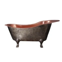 Naples 73" Copper Slipper Tub With Copper Feet