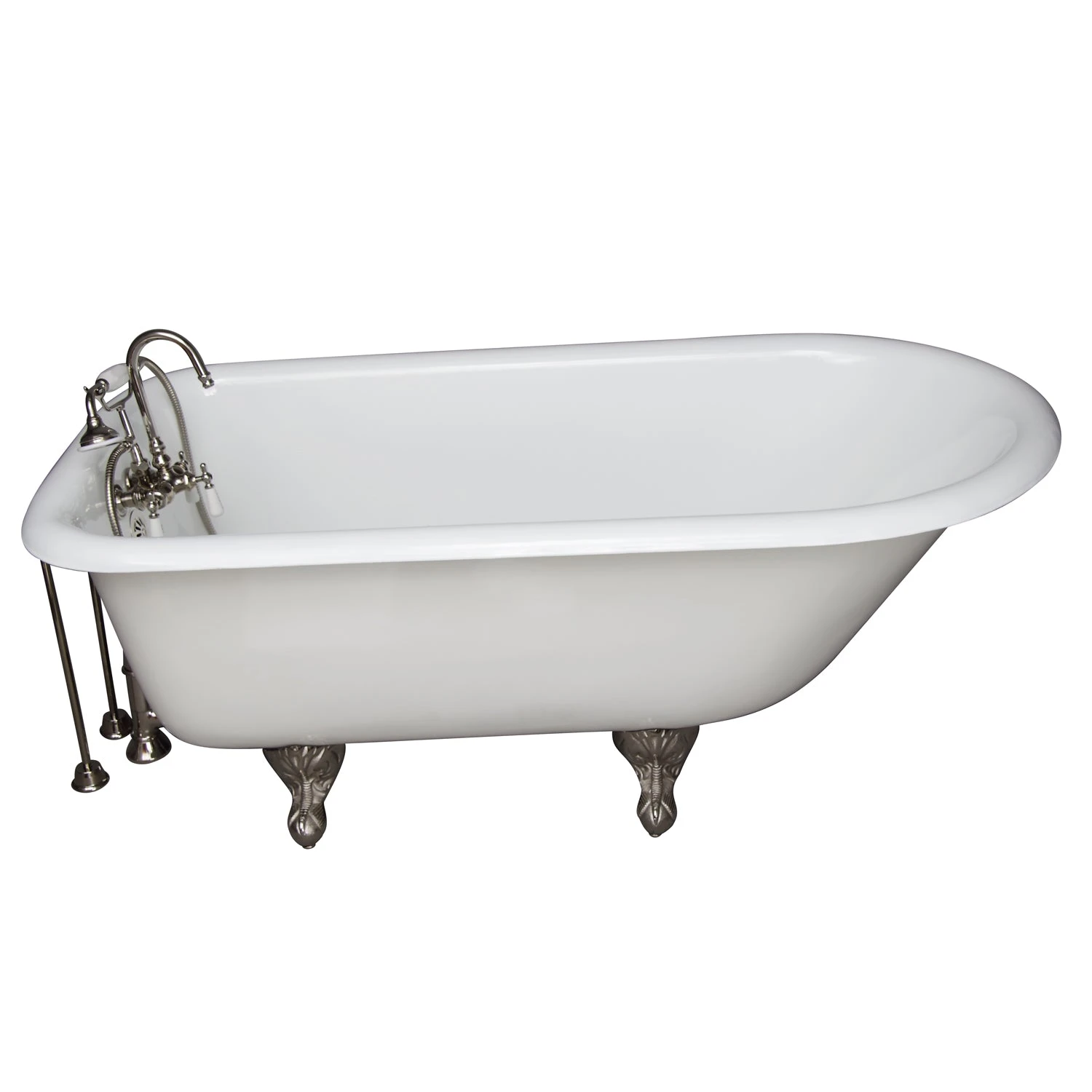Antonio 55" Cast Iron Roll Top Tub Kit-Polished Nickel Accessories 1 Antonio 55" Cast Iron Roll Top Tub Kit-Polished Nickel Accessories